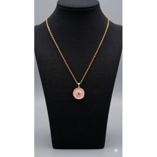 Pink Crown Pendant Necklace – Gold Plated Fashion Jewellery