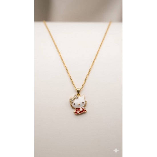 Cute Hello Kitty Pendant Necklace – Gold Plated Fashion Jewellery
