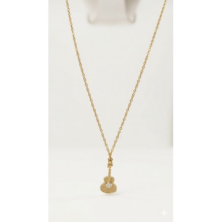 Gold Guitar Pendant Necklace – Stylish Music Lover Jewellery