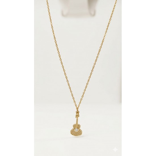 Gold Guitar Pendant Necklace – Stylish Music Lover Jewellery