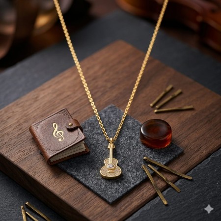 Gold Guitar Pendant Necklace – Stylish Music Lover Jewellery