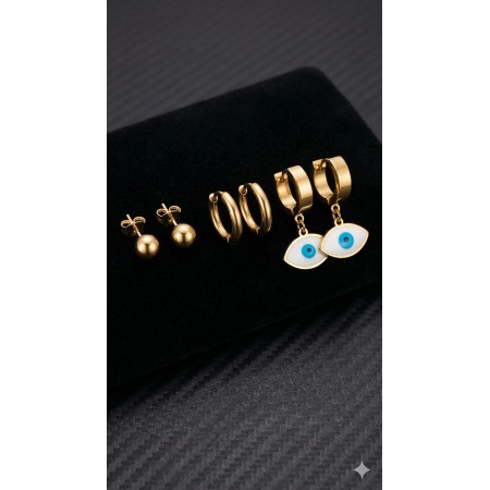 Evil Eye Hoop Earrings Set – Trendy Protection Jewellery
