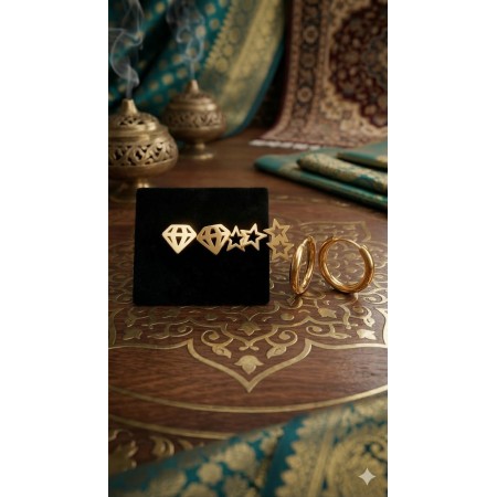 Diamond & Star Earrings Combo Set