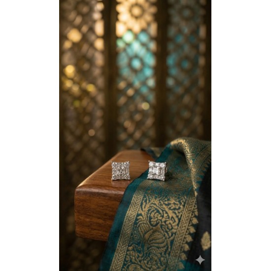 Crystal Square Stud Earrings – Premium Look Jewellery