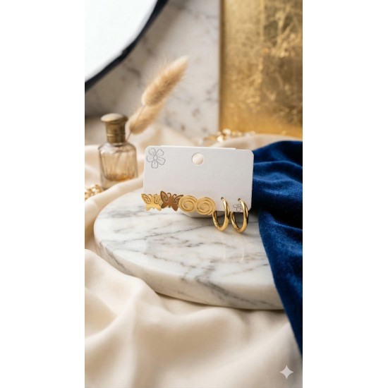 Minimal Gold Spiral & Hoop Earrings Set – Everyday Jewellery