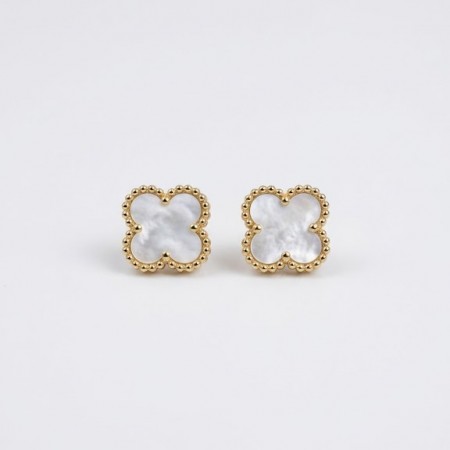 White Clover Stud Earrings – Elegant Gold Plated Jewellery