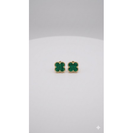 Green Clover Stud Earrings – Premium Gold Plated Jewellery